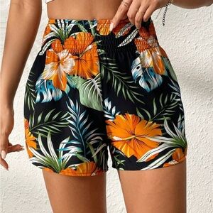 Vibrant Floral High Waist Women's Shorts